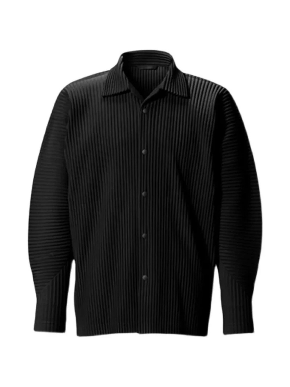 Homme Plissé Issey Miyake Men's Black Ribbed Button-Up Shirt